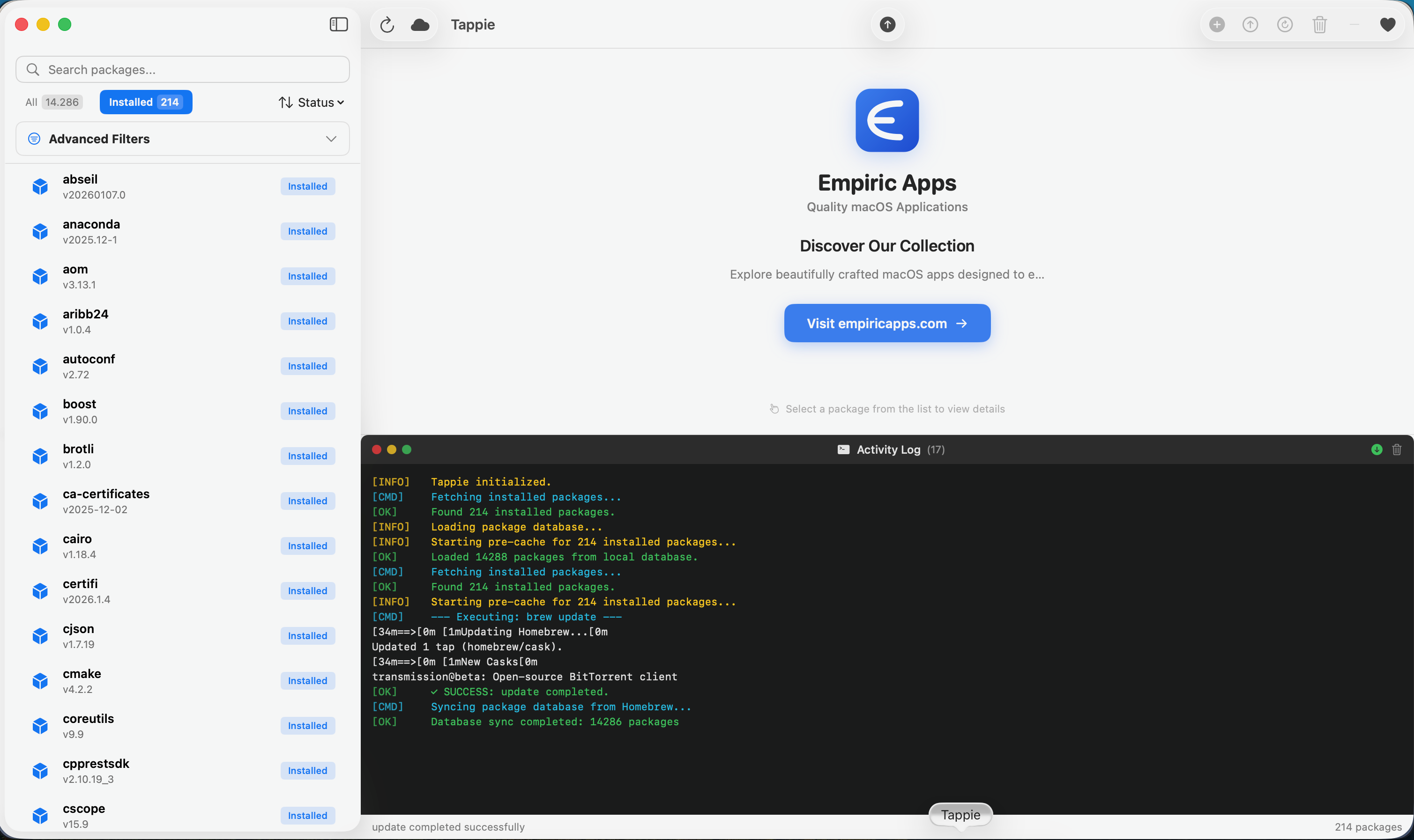 Tappie - Homebrew GUI for macOS